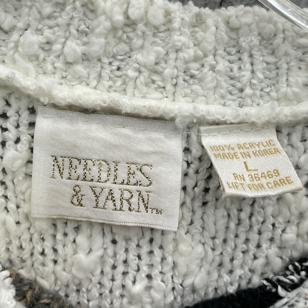 VTG Needles & Yarn Knit Sweater Women Large Patchwork Grandma Cottage ShabbyChic - Picture 4 of 8